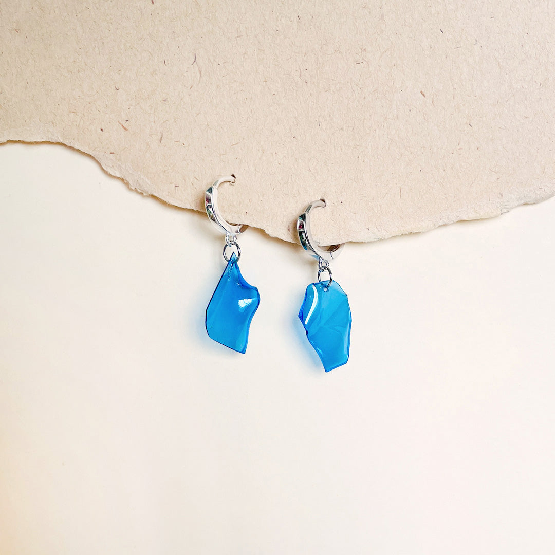 Denim Blue Huggies Earrings