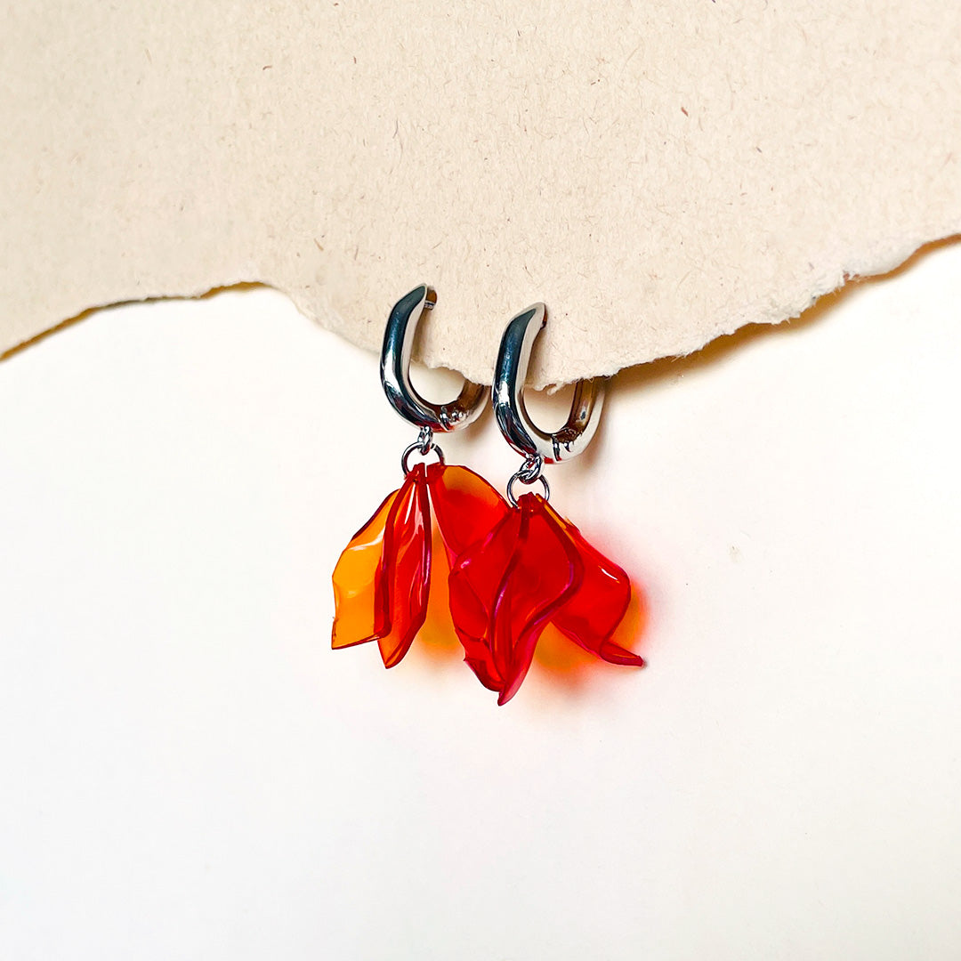 Orange Sun-kissed Petals Hoop Earrings